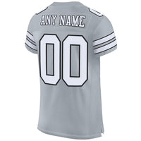 Custom Football Jersey, Silver White Black Sportswear Jersey Shirt, Athletic Mesh Moisture Wicking Jersey, Casual Gift for Men, Style Silver0001