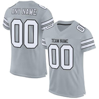 Custom Football Jersey, Silver White Black Sportswear Jersey Shirt, Athletic Mesh Moisture Wicking Jersey, Casual Gift for Men, Style Silver0001