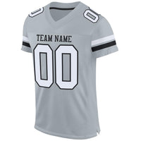 Custom Football Jersey, Silver White Black Sportswear Jersey Shirt, Athletic Mesh Moisture Wicking Jersey, Casual Gift for Men, Style Silver0003