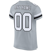 Custom Football Jersey, Silver White Black Sportswear Jersey Shirt, Athletic Mesh Moisture Wicking Jersey, Casual Gift for Men, Style Silver0003
