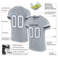 Custom Football Jersey, Silver White Black Sportswear Jersey Shirt, Athletic Mesh Moisture Wicking Jersey, Casual Gift for Men, Style Silver0003