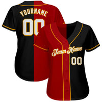 Custom Baseball Jersey, Black White Red Fashion Sportswear Jersey Shirt, Athletic Button Down Moisture Wicking Jersey, Casual Gift for Men