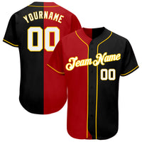 Custom Baseball Jersey, Black White Red Fashion Sportswear Jersey Shirt, Athletic Button Down Moisture Wicking Jersey, Casual Gift for Men