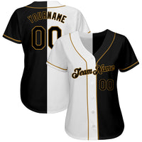 Custom Baseball Jersey, White Black Old Gold Fashion Sportswear Jersey Shirt, Athletic Button Down Moisture Wicking Jersey, Casual Gift for Men