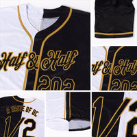 Custom Baseball Jersey, White Black Old Gold Fashion Sportswear Jersey Shirt, Athletic Button Down Moisture Wicking Jersey, Casual Gift for Men