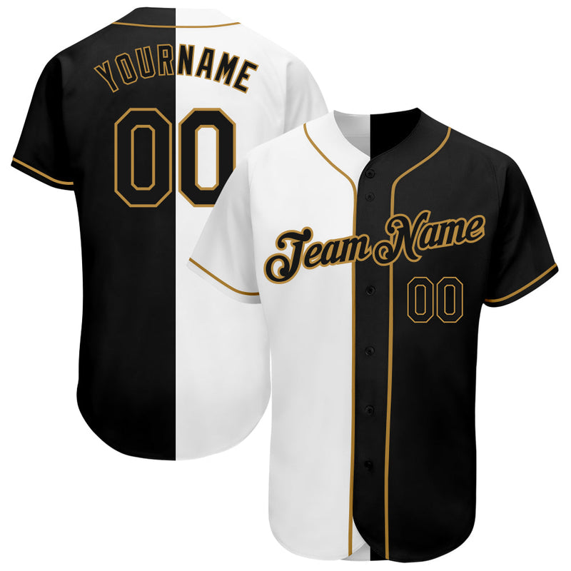 Custom Baseball Jersey, White Black Old Gold Fashion Sportswear Jersey Shirt, Athletic Button Down Moisture Wicking Jersey, Casual Gift for Men
