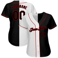 Custom Baseball Jersey, White Black Red Fashion Sportswear Jersey Shirt, Athletic Button Down Moisture Wicking Jersey, Casual Gift for Men