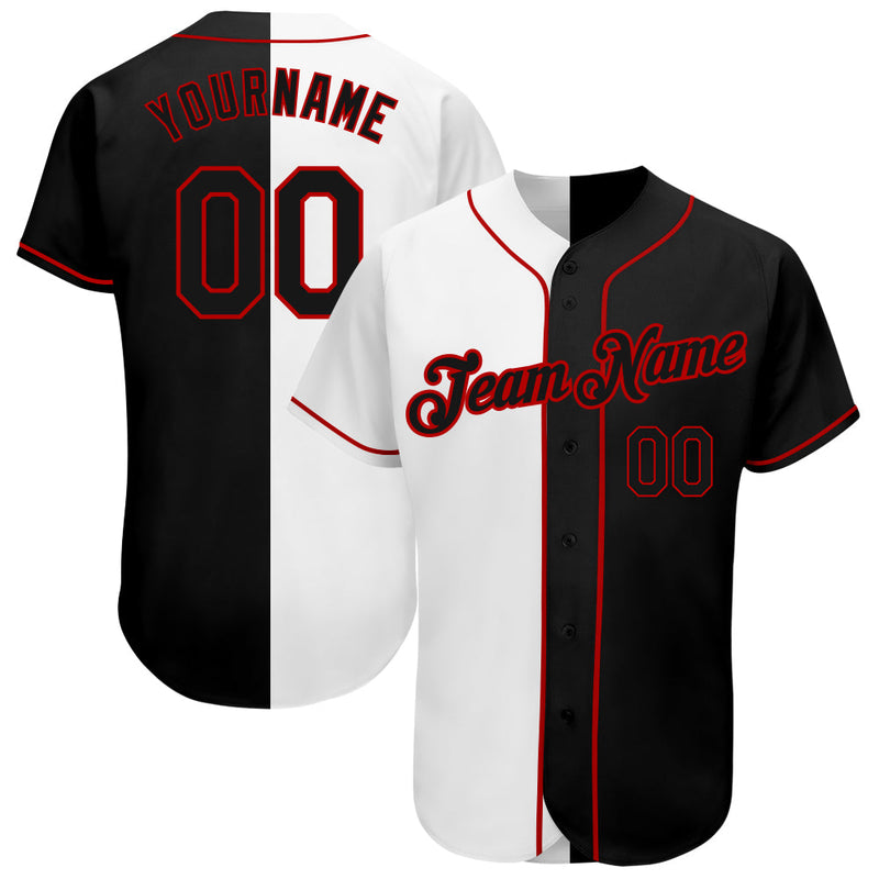 Custom Baseball Jersey, White Black Red Fashion Sportswear Jersey Shirt, Athletic Button Down Moisture Wicking Jersey, Casual Gift for Men