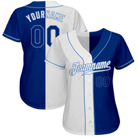 Custom Baseball Jersey, White Royal Light Blue Sportswear Jersey Shirt, Athletic Button Down Moisture Wicking Jersey, Casual Gift for Men