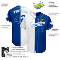 Custom Baseball Jersey, White Royal Light Blue Sportswear Jersey Shirt, Athletic Button Down Moisture Wicking Jersey, Casual Gift for Men