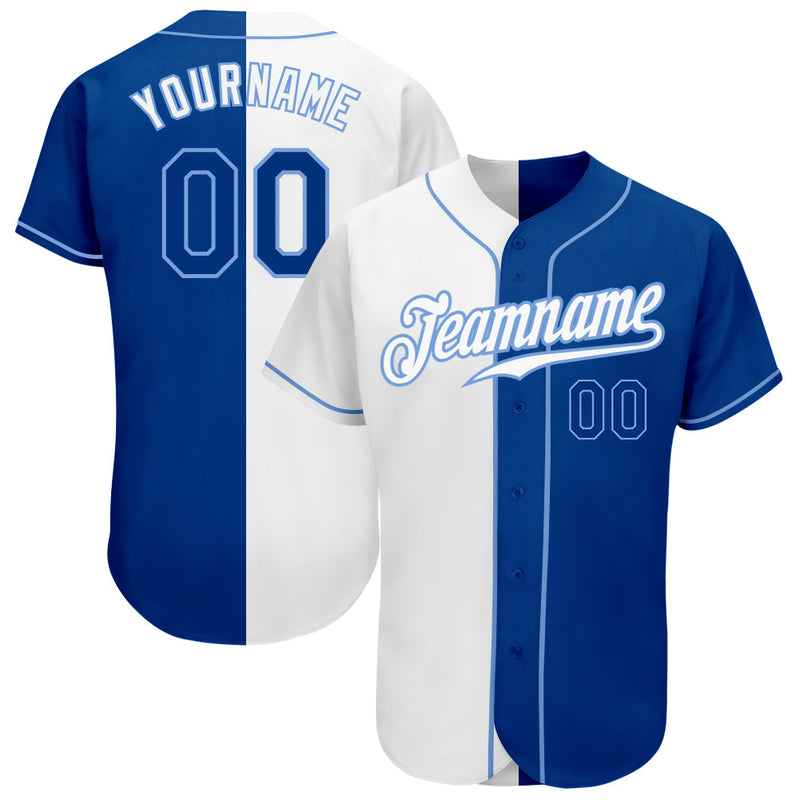 Custom Baseball Jersey, White Royal Light Blue Sportswear Jersey Shirt, Athletic Button Down Moisture Wicking Jersey, Casual Gift for Men