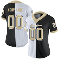 Custom Football Jersey, Black Vegas Gold White Fashion Sportswear Jersey Shirt, Athletic Moisture Wicking Breathable Jersey, Casual Gift for Men