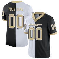Custom Football Jersey, Black Vegas Gold White Fashion Sportswear Jersey Shirt, Athletic Moisture Wicking Breathable Jersey, Casual Gift for Men