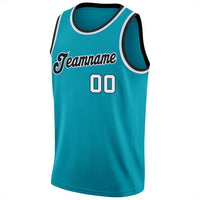 Custom Basketball Jersey, Teal White Black Sportswear Jersey Shirt, Athletic Mesh Moisture Wicking Jersey, Casual Gift for Men