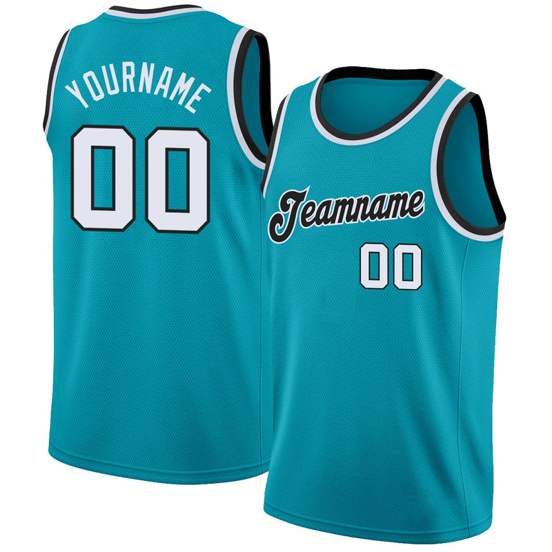 Custom Basketball Jersey, Teal White Black Sportswear Jersey Shirt, Athletic Mesh Moisture Wicking Jersey, Casual Gift for Men