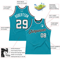 Custom Basketball Jersey, Teal White Black Throwback Sportswear Jersey Shirt, Athletic Mesh Moisture Wicking Jersey, Casual Gift for Men