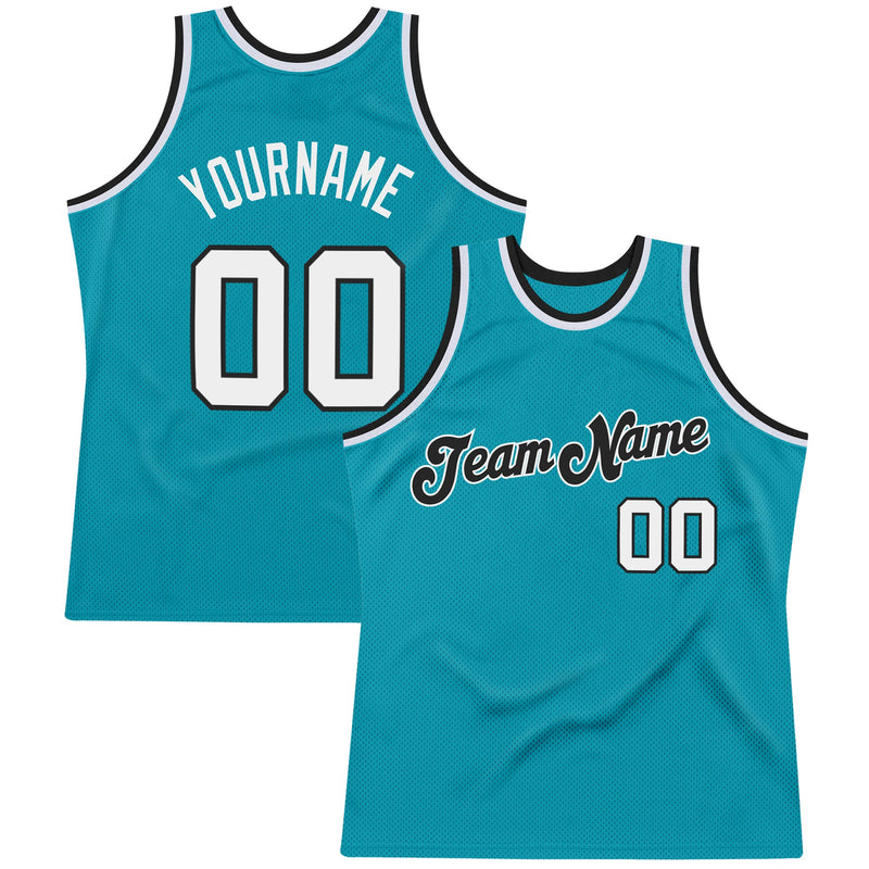 Custom Basketball Jersey, Teal White Black Throwback Sportswear Jersey Shirt, Athletic Mesh Moisture Wicking Jersey, Casual Gift for Men