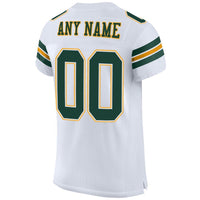 Custom Football Jersey, White Green Gold Sportswear Jersey Shirt, Athletic Mesh Moisture Wicking Jersey, Casual Gift for Men, Style White0003