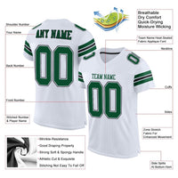 Custom Football Jersey, White Green Black Sportswear Jersey Shirt, Athletic Mesh Moisture Wicking Jersey, Casual Gift for Men, Style White0014
