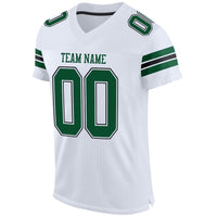 Custom Football Jersey, White Green Black Sportswear Jersey Shirt, Athletic Mesh Moisture Wicking Jersey, Casual Gift for Men, Style White0014