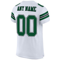 Custom Football Jersey, White Green Black Sportswear Jersey Shirt, Athletic Mesh Moisture Wicking Jersey, Casual Gift for Men, Style White0014