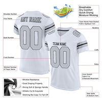 Custom Football Jersey, White Silver Black Sportswear Jersey Shirt, Athletic Mesh Moisture Wicking Jersey, Casual Gift for Men, Style White0015