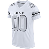 Custom Football Jersey, White Silver Black Sportswear Jersey Shirt, Athletic Mesh Moisture Wicking Jersey, Casual Gift for Men, Style White0015