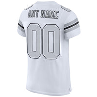 Custom Football Jersey, White Silver Black Sportswear Jersey Shirt, Athletic Mesh Moisture Wicking Jersey, Casual Gift for Men, Style White0015