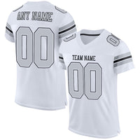 Custom Football Jersey, White Silver Black Sportswear Jersey Shirt, Athletic Mesh Moisture Wicking Jersey, Casual Gift for Men, Style White0015