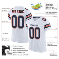 Custom Football Jersey, White Navy Orange Sportswear Jersey Shirt, Athletic Mesh Moisture Wicking Jersey, Casual Gift for Men