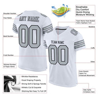 Custom Football Jersey, White Silver Black Sportswear Jersey Shirt, Athletic Mesh Moisture Wicking Jersey, Casual Gift for Men, Style White0032
