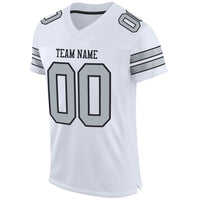 Custom Football Jersey, White Silver Black Sportswear Jersey Shirt, Athletic Mesh Moisture Wicking Jersey, Casual Gift for Men, Style White0032