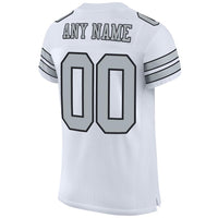 Custom Football Jersey, White Silver Black Sportswear Jersey Shirt, Athletic Mesh Moisture Wicking Jersey, Casual Gift for Men, Style White0032
