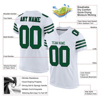 Custom Football Jersey, White Green Black Sportswear Jersey Shirt, Athletic Mesh Moisture Wicking Jersey, Casual Gift for Men, Style White0052
