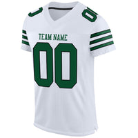 Custom Football Jersey, White Green Black Sportswear Jersey Shirt, Athletic Mesh Moisture Wicking Jersey, Casual Gift for Men, Style White0052
