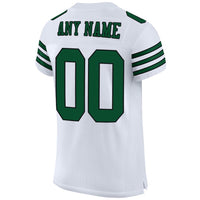 Custom Football Jersey, White Green Black Sportswear Jersey Shirt, Athletic Mesh Moisture Wicking Jersey, Casual Gift for Men, Style White0052