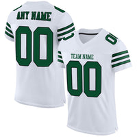Custom Football Jersey, White Green Black Sportswear Jersey Shirt, Athletic Mesh Moisture Wicking Jersey, Casual Gift for Men, Style White0052