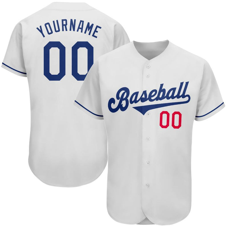 Custom Baseball Jersey, White Royal Red Sportswear Jersey Shirt, Athletic Button Down Moisture Wicking Jersey, Casual Gift for Men