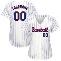 Custom Baseball Jersey, White Royal Red Pinstripe Sportswear Jersey Shirt, Athletic Button Down Moisture Wicking Jersey, Casual Gift for Men