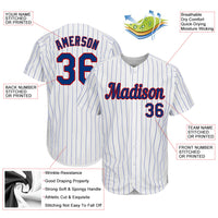 Custom Baseball Jersey, White Royal Red Pinstripe Sportswear Jersey Shirt, Athletic Button Down Moisture Wicking Jersey, Casual Gift for Men