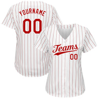 Custom Baseball Jersey, White Red Sportswear Jersey Shirt, Athletic Button Down Moisture Wicking Jersey, Casual Gift for Men, Style White0189