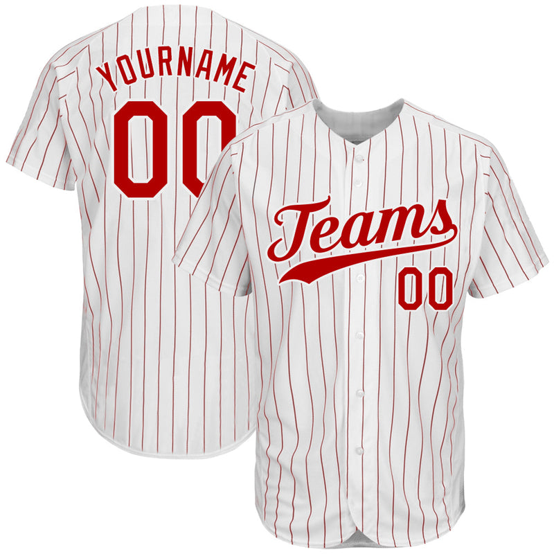 Custom Baseball Jersey, White Red Sportswear Jersey Shirt, Athletic Button Down Moisture Wicking Jersey, Casual Gift for Men, Style White0189