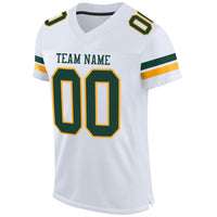 Custom Football Jersey, White Green Gold Sportswear Jersey Shirt, Athletic Mesh Moisture Wicking Jersey, Casual Gift for Men, Style White0203