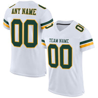 Custom Football Jersey, White Green Gold Sportswear Jersey Shirt, Athletic Mesh Moisture Wicking Jersey, Casual Gift for Men, Style White0203