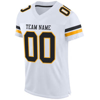 Custom Football Jersey, White Black Gold Sportswear Jersey Shirt, Athletic Mesh Moisture Wicking Jersey, Casual Gift for Men, Style White0207