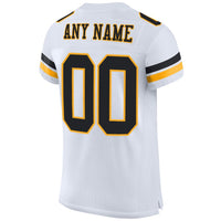 Custom Football Jersey, White Black Gold Sportswear Jersey Shirt, Athletic Mesh Moisture Wicking Jersey, Casual Gift for Men, Style White0207
