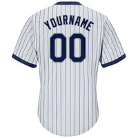Custom Baseball Jersey, White Navy Gray Throwback Sportswear Jersey Shirt, Athletic V Neck Moisture Wicking Jersey, Casual Gift for Men