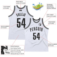 Custom Basketball Jersey, White Black Authentic Throwback Sportswear Jersey Shirt, Athletic Mesh Moisture Wicking Jersey, Casual Gift for Men