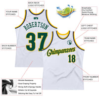 Custom Basketball Jersey, White Green Gold Sportswear Jersey Shirt, Athletic Mesh Moisture Wicking Jersey, Casual Gift for Men, Style White0495