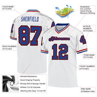 Custom Football Jersey, White Royal Red Sportswear Jersey Shirt, Athletic Mesh Moisture Wicking Jersey, Casual Gift for Men, Style White0522